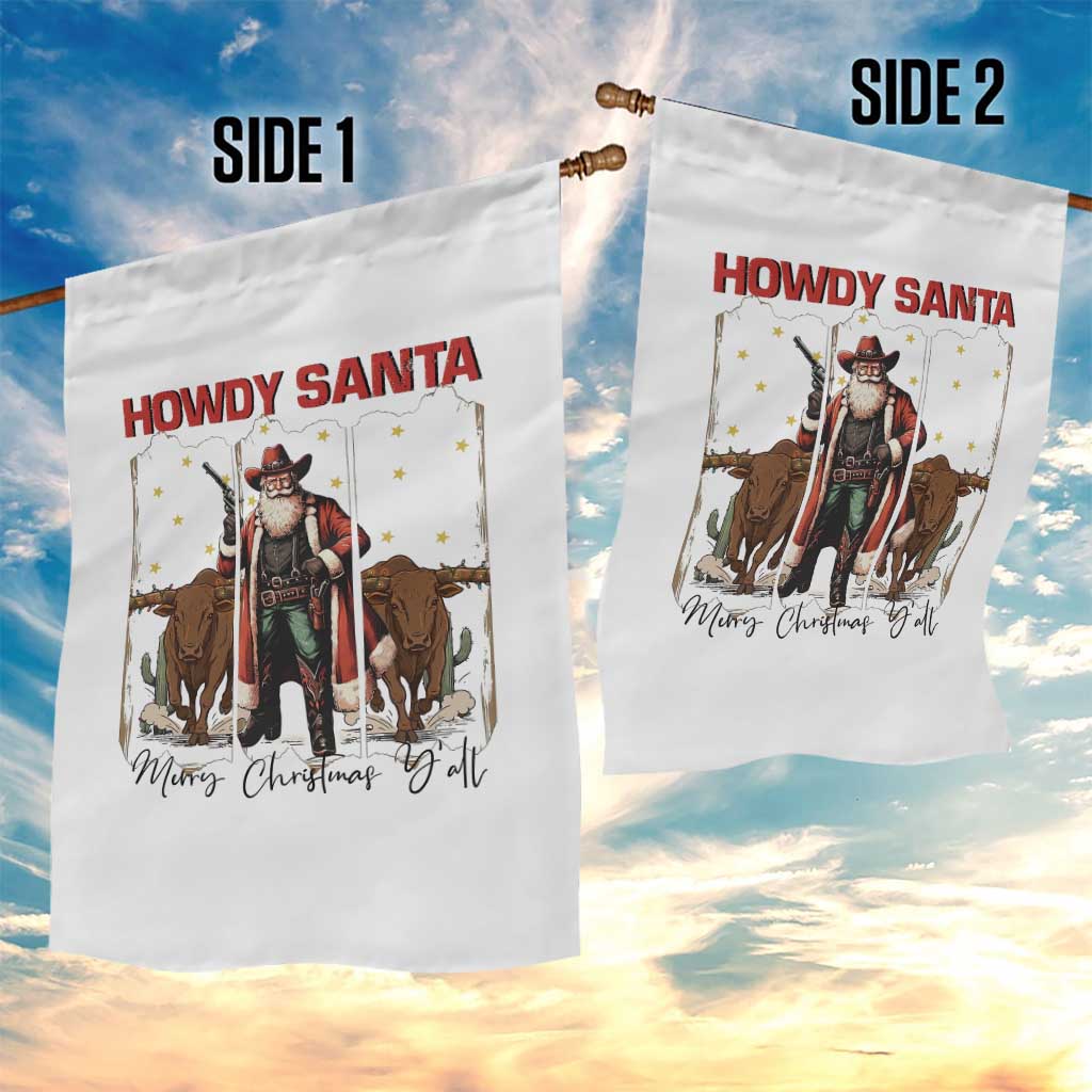 Howdy Santa Merry Christmas Y'all Garden Flag Funny Western Bull Riding TS12 Print Your Wear