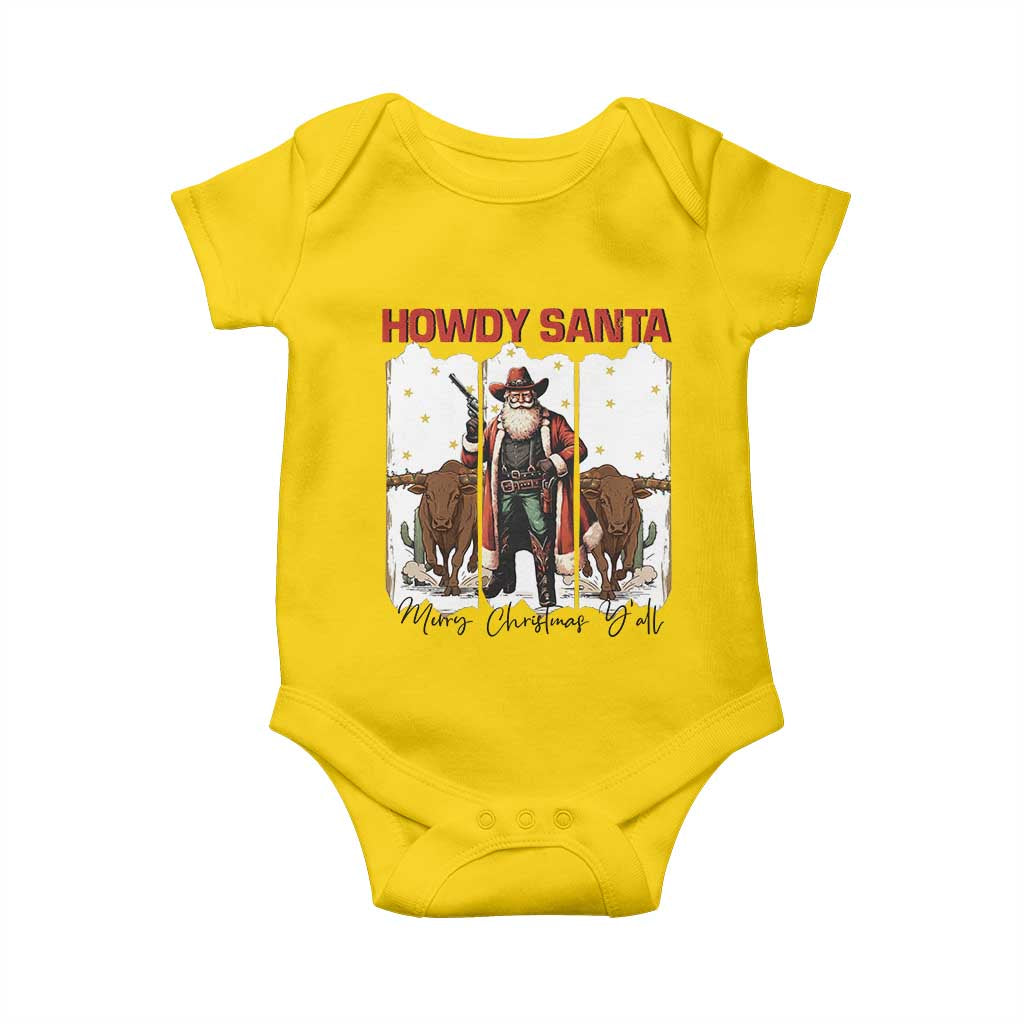 Howdy Santa Merry Christmas Y'all Baby Onesie Funny Western Bull Riding TS12 Daisy Print Your Wear
