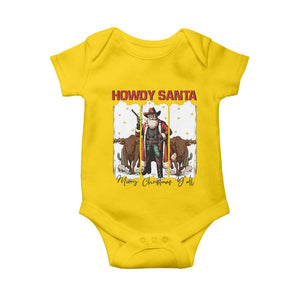 Howdy Santa Merry Christmas Y'all Baby Onesie Funny Western Bull Riding TS12 Daisy Print Your Wear