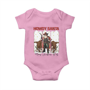 Howdy Santa Merry Christmas Y'all Baby Onesie Funny Western Bull Riding TS12 Light Pink Print Your Wear