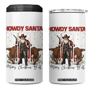 Howdy Santa Merry Christmas Y'all 4 in 1 Can Cooler Tumbler Funny Western Bull Riding TS12 One Size: 16 oz White Print Your Wear