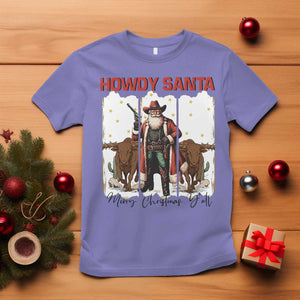 Howdy Santa Merry Christmas Y'all T Shirt Funny Western Bull Riding TS12 Violet Print Your Wear