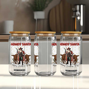 Howdy Santa Merry Christmas Y'all Glass Can Funny Western Bull Riding TS12 Print Your Wear