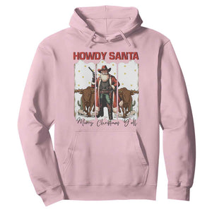 Howdy Santa Merry Christmas Y'all Hoodie Funny Western Bull Riding TS12 Light Pink Print Your Wear