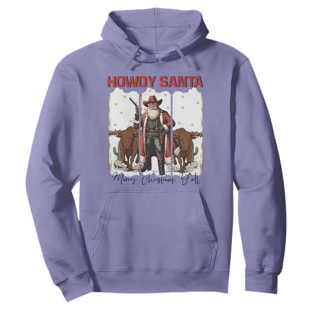 Howdy Santa Merry Christmas Y'all Hoodie Funny Western Bull Riding TS12 Violet Print Your Wear