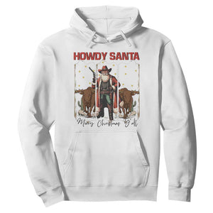 Howdy Santa Merry Christmas Y'all Hoodie Funny Western Bull Riding TS12 White Print Your Wear