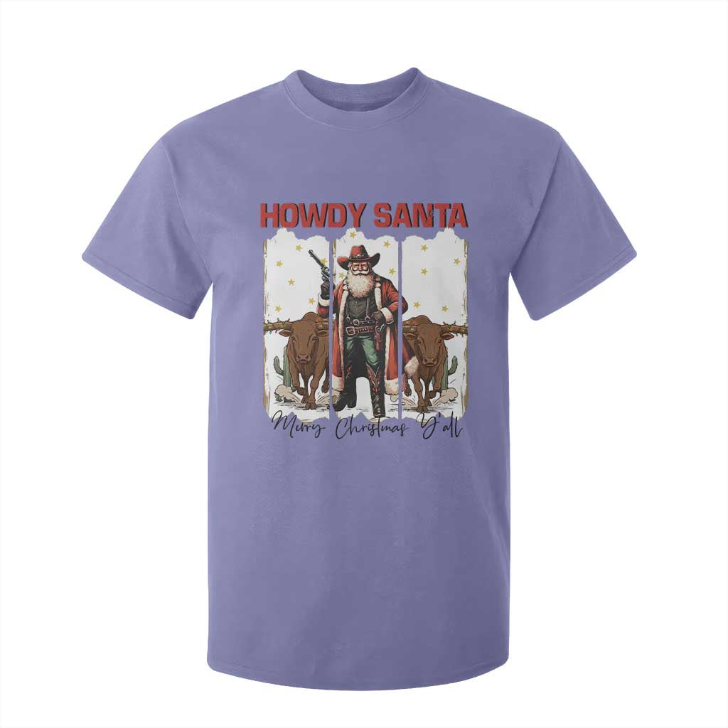 Howdy Santa Merry Christmas Y'all T Shirt For Kid Funny Western Bull Riding TS12 Violet Print Your Wear