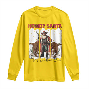 Howdy Santa Merry Christmas Y'all Long Sleeve Shirt Funny Western Bull Riding TS12 Daisy Print Your Wear
