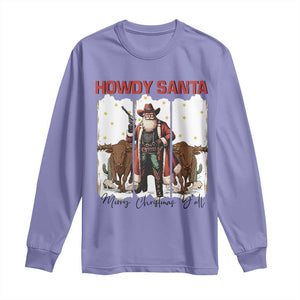 Howdy Santa Merry Christmas Y'all Long Sleeve Shirt Funny Western Bull Riding TS12 Violet Print Your Wear