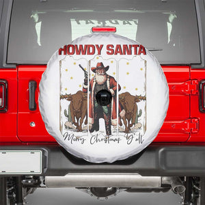 Howdy Santa Merry Christmas Y'all Spare Tire Cover Funny Western Bull Riding TS12 White Print Your Wear