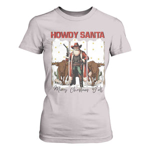 Howdy Santa Merry Christmas Y'all T Shirt For Women Funny Western Bull Riding TS12 Ice Gray Print Your Wear