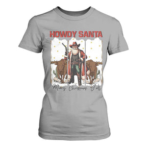 Howdy Santa Merry Christmas Y'all T Shirt For Women Funny Western Bull Riding TS12 Sport Gray Print Your Wear