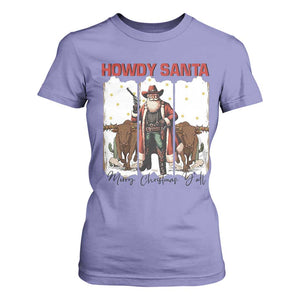 Howdy Santa Merry Christmas Y'all T Shirt For Women Funny Western Bull Riding TS12 Violet Print Your Wear