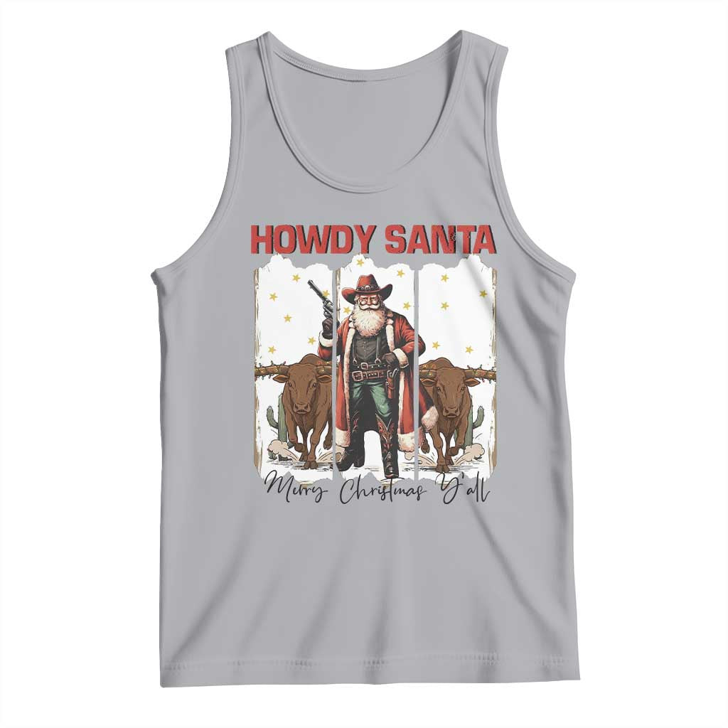 Howdy Santa Merry Christmas Y'all Tank Top Funny Western Bull Riding TS12 Athletic Heather Print Your Wear
