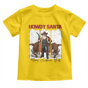Howdy Santa Merry Christmas Y'all Toddler T Shirt Funny Western Bull Riding TS12 Daisy Print Your Wear