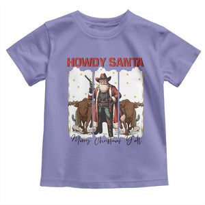 Howdy Santa Merry Christmas Y'all Toddler T Shirt Funny Western Bull Riding TS12 Violet Print Your Wear