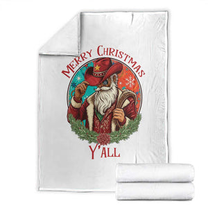 Howdy Santa Merry Christmas Y'all Throw Blanket Funny Western Holiday Gift TS12 White Print Your Wear