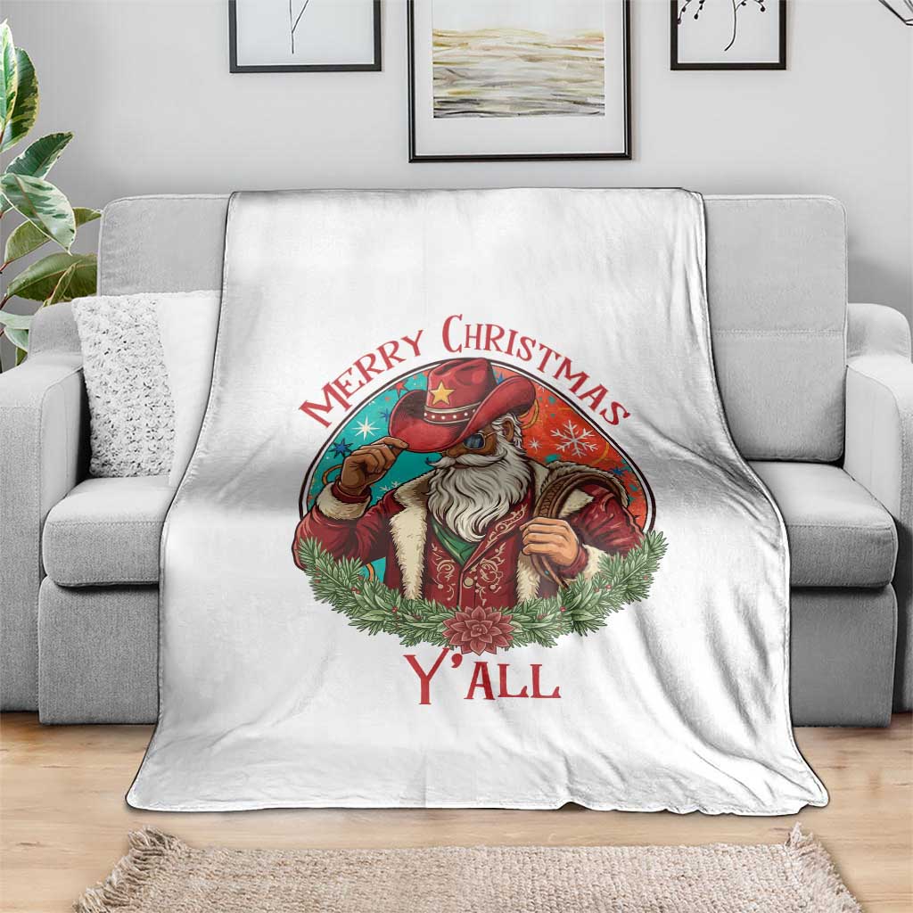 Howdy Santa Merry Christmas Y'all Throw Blanket Funny Western Holiday Gift TS12 Print Your Wear