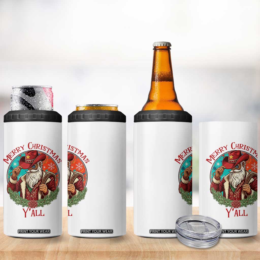 Howdy Santa Merry Christmas Y'all 4 in 1 Can Cooler Tumbler Funny Western Holiday Gift TS12 Print Your Wear