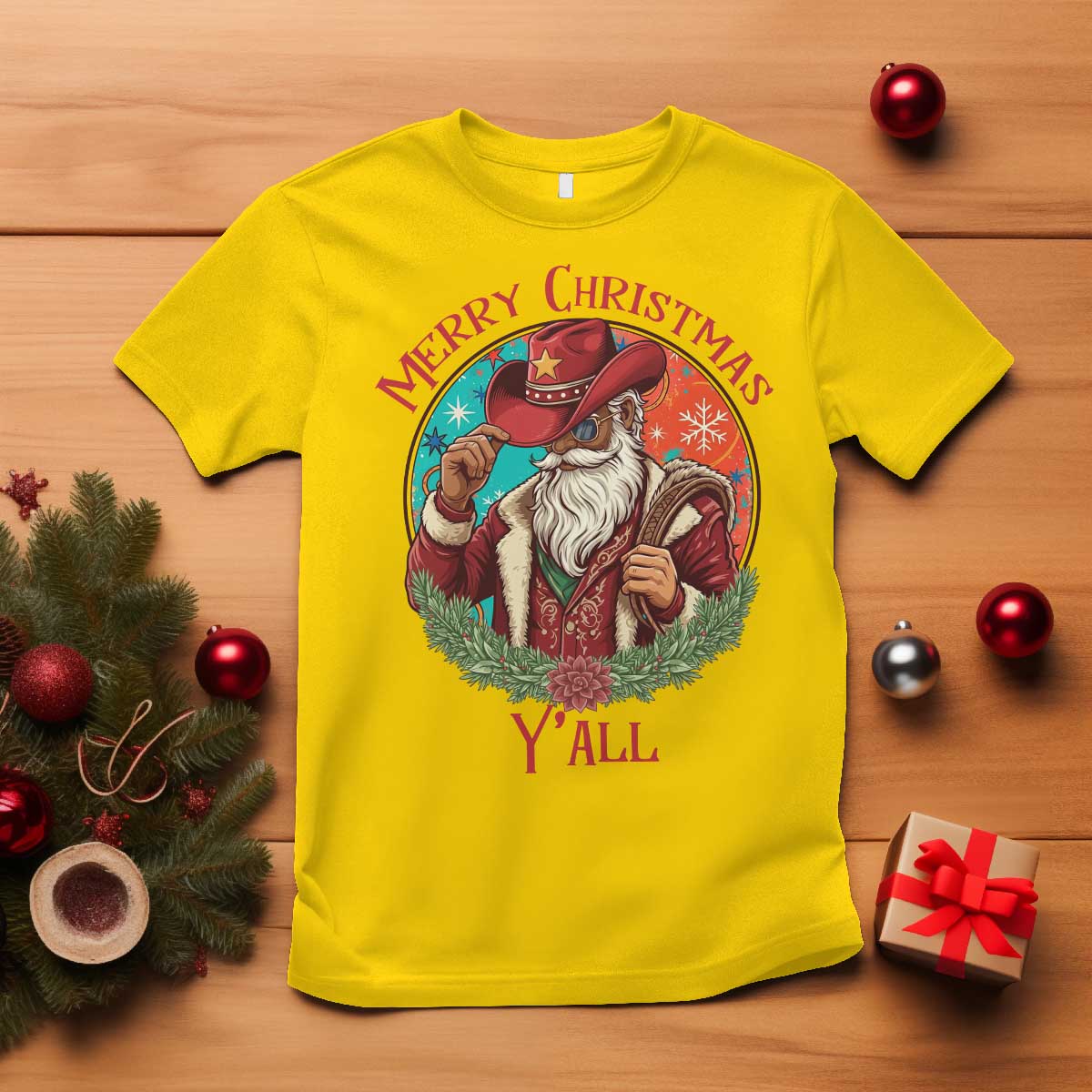 Howdy Santa Merry Christmas Y'all T Shirt Funny Western Holiday Gift TS12 Daisy Print Your Wear
