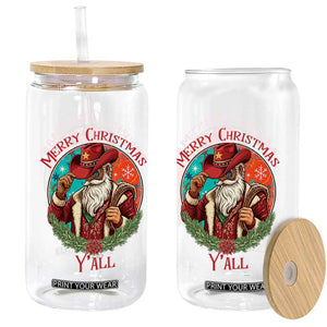 Howdy Santa Merry Christmas Y'all Glass Can Funny Western Holiday Gift TS12 Print Your Wear