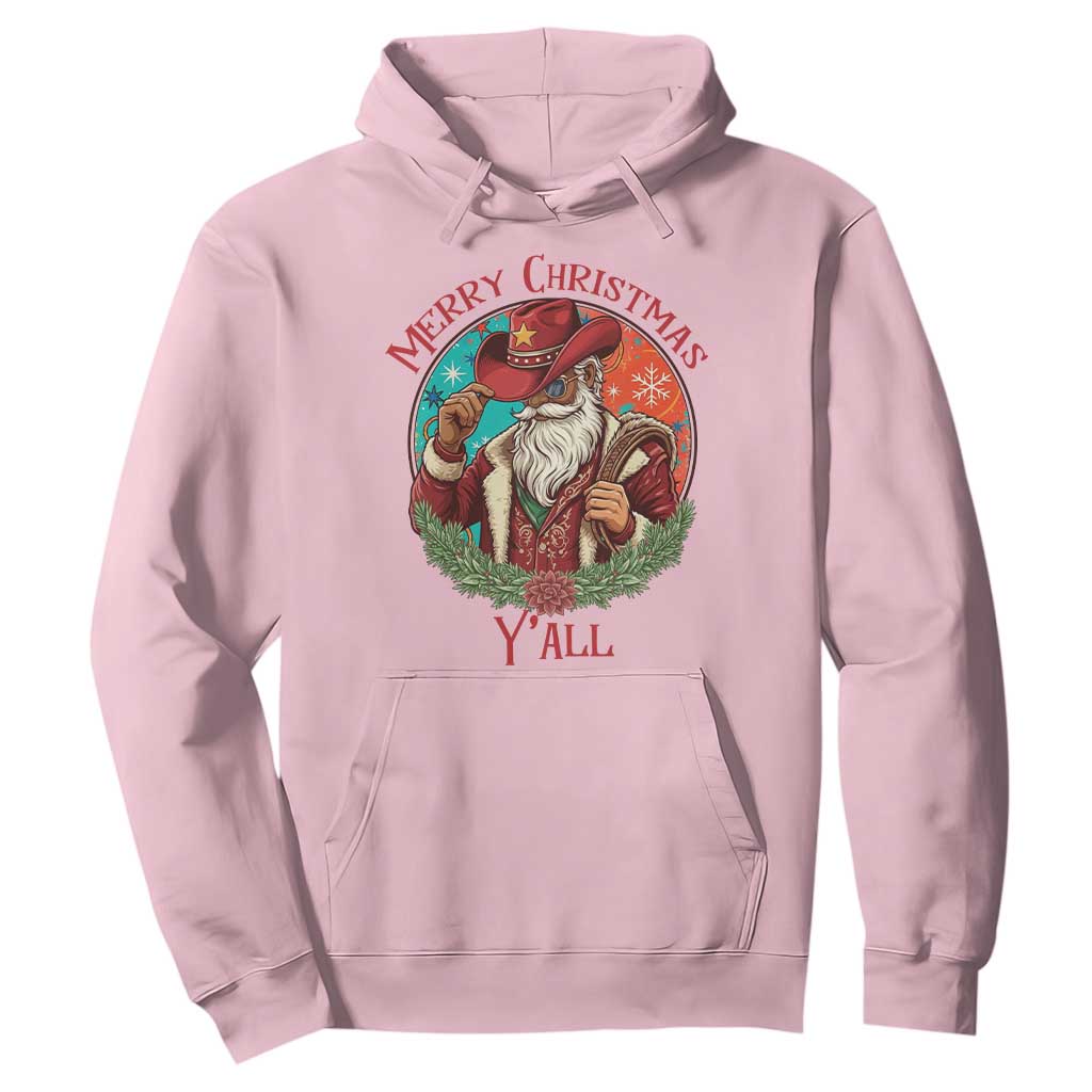 Howdy Santa Merry Christmas Y'all Hoodie Funny Western Holiday Gift TS12 Light Pink Print Your Wear