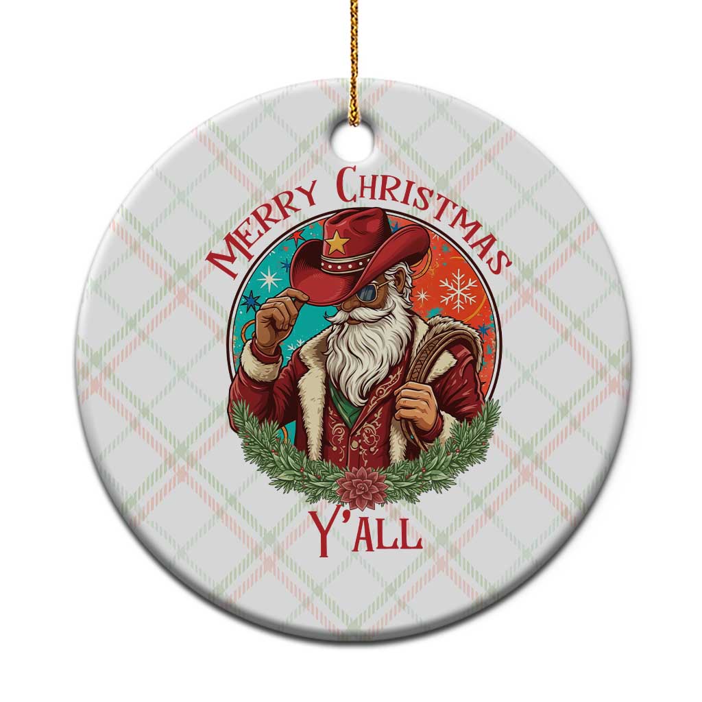 Howdy Santa Merry Christmas Y'all Ceramic Ornament Funny Western Holiday Gift TS12 1pc Christmas Plaid Print Your Wear