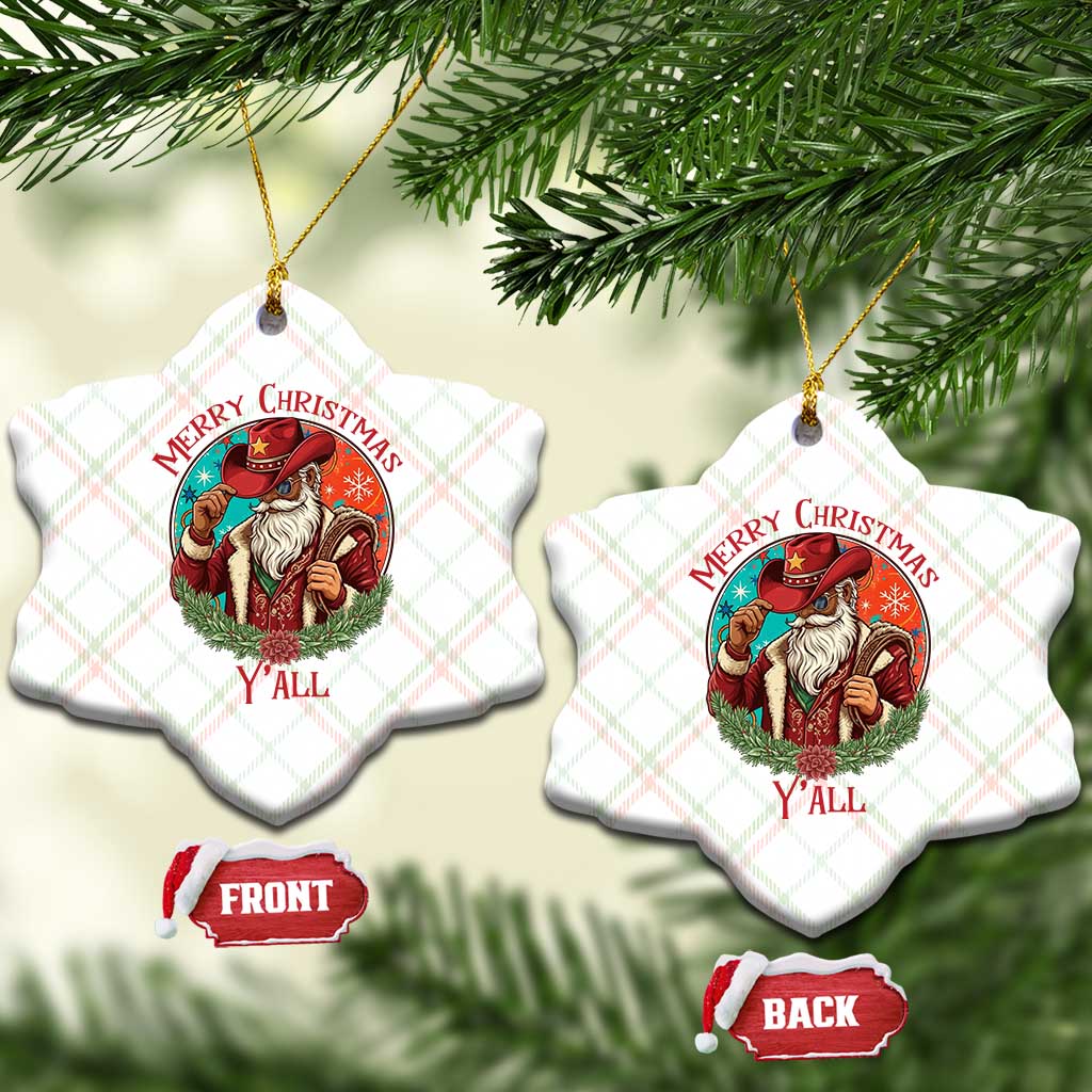 Howdy Santa Merry Christmas Y'all Ceramic Ornament Funny Western Holiday Gift TS12 Print Your Wear