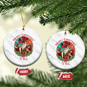 Howdy Santa Merry Christmas Y'all Ceramic Ornament Funny Western Holiday Gift TS12 1pc White Marble Print Your Wear
