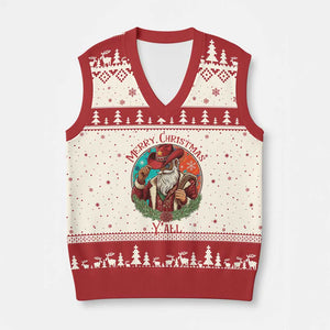 Howdy Santa Merry Xmas Y'all V-Neck Knit Sweater Vest Funny Western Holiday Gift TS12 Beige Red Print Your Wear