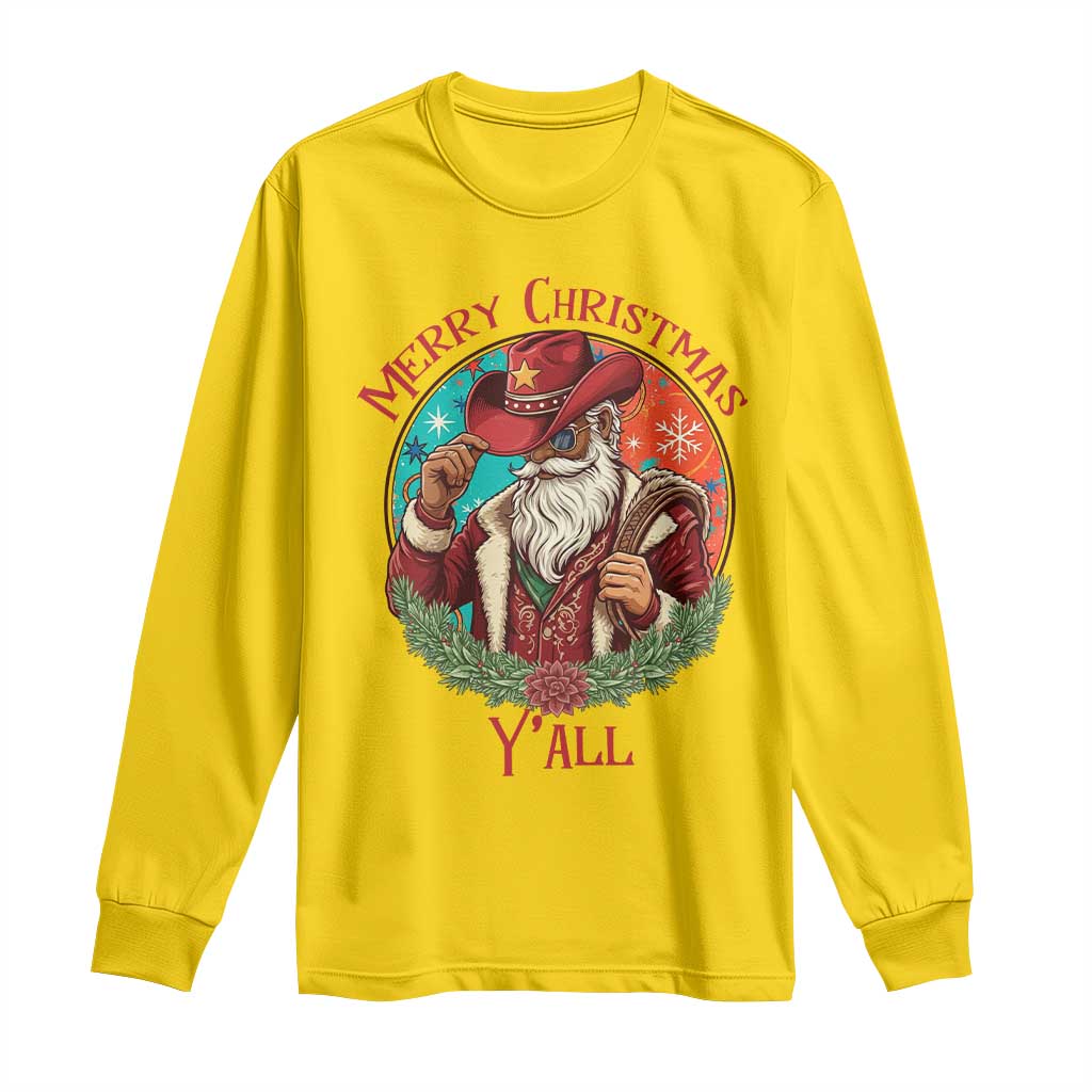 Howdy Santa Merry Christmas Y'all Long Sleeve Shirt Funny Western Holiday Gift TS12 Daisy Print Your Wear