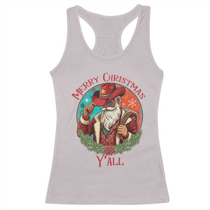 Howdy Santa Merry Christmas Y'all Racerback Tank Top Funny Western Holiday Gift TS12 Ice Gray Print Your Wear