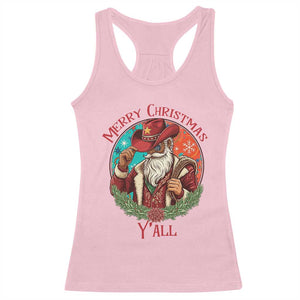 Howdy Santa Merry Christmas Y'all Racerback Tank Top Funny Western Holiday Gift TS12 Light Pink Print Your Wear