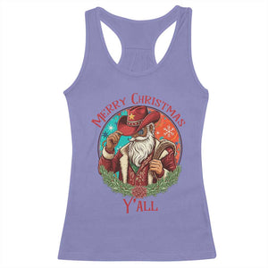 Howdy Santa Merry Christmas Y'all Racerback Tank Top Funny Western Holiday Gift TS12 Violet Print Your Wear