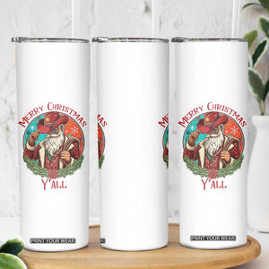 Howdy Santa Merry Christmas Y'all Skinny Tumbler Funny Western Holiday Gift TS12 Print Your Wear