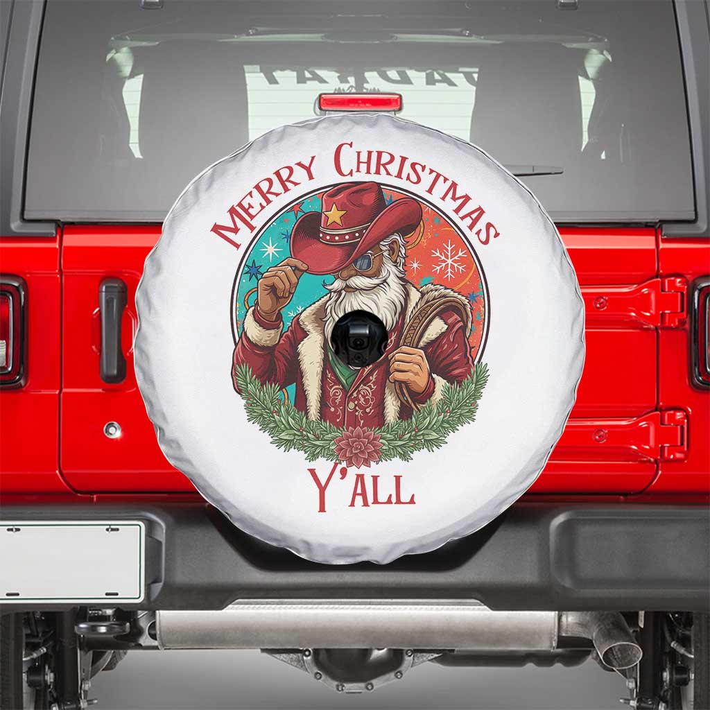 Howdy Santa Merry Christmas Y'all Spare Tire Cover Funny Western Holiday Gift TS12 White Print Your Wear