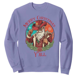 Howdy Santa Merry Christmas Y'all Sweatshirt Funny Western Holiday Gift TS12 Violet Print Your Wear