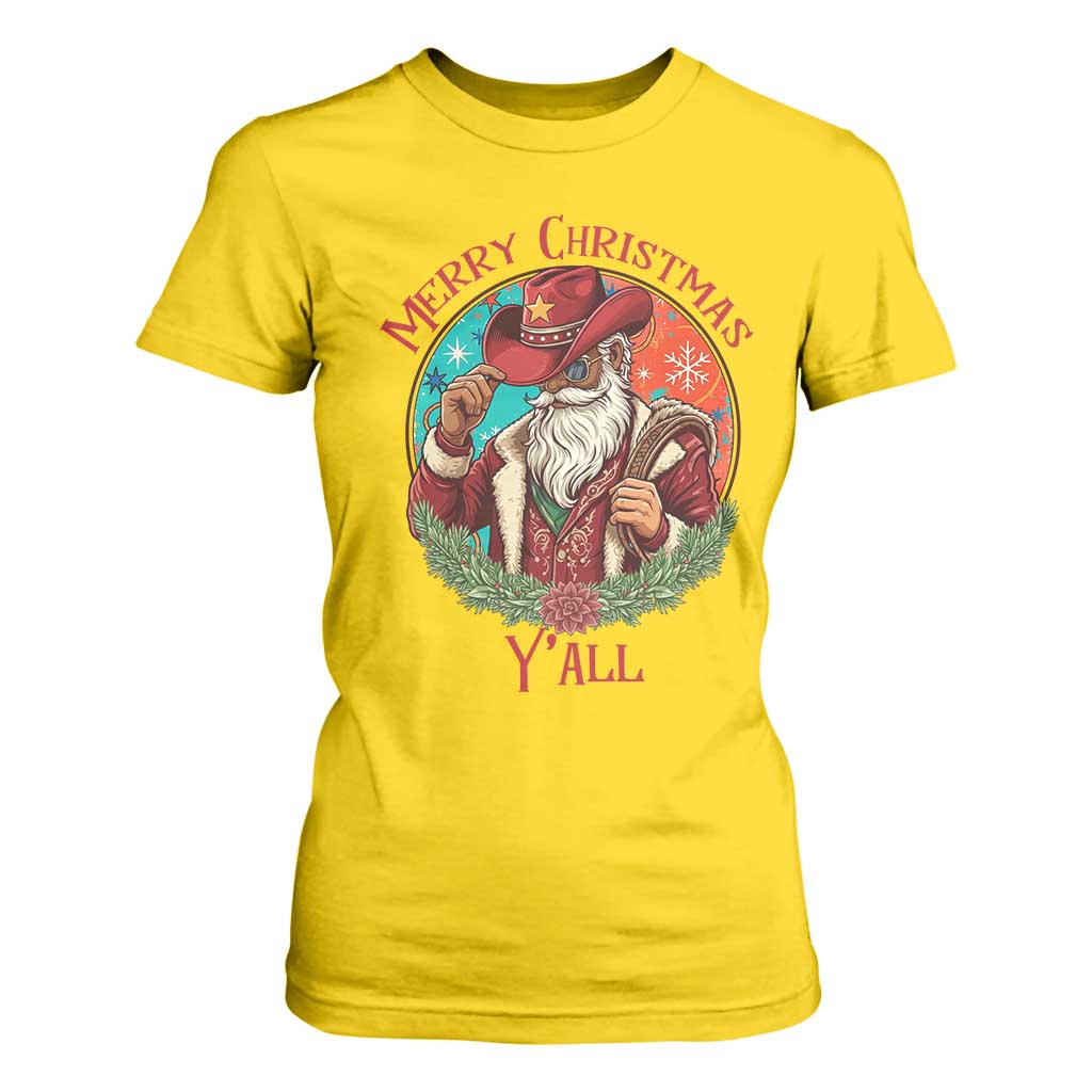 Howdy Santa Merry Christmas Y'all T Shirt For Women Funny Western Holiday Gift TS12 Daisy Print Your Wear