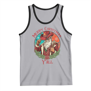 Howdy Santa Merry Christmas Y'all Tank Top Funny Western Holiday Gift TS12 Athletic Heather Black Print Your Wear