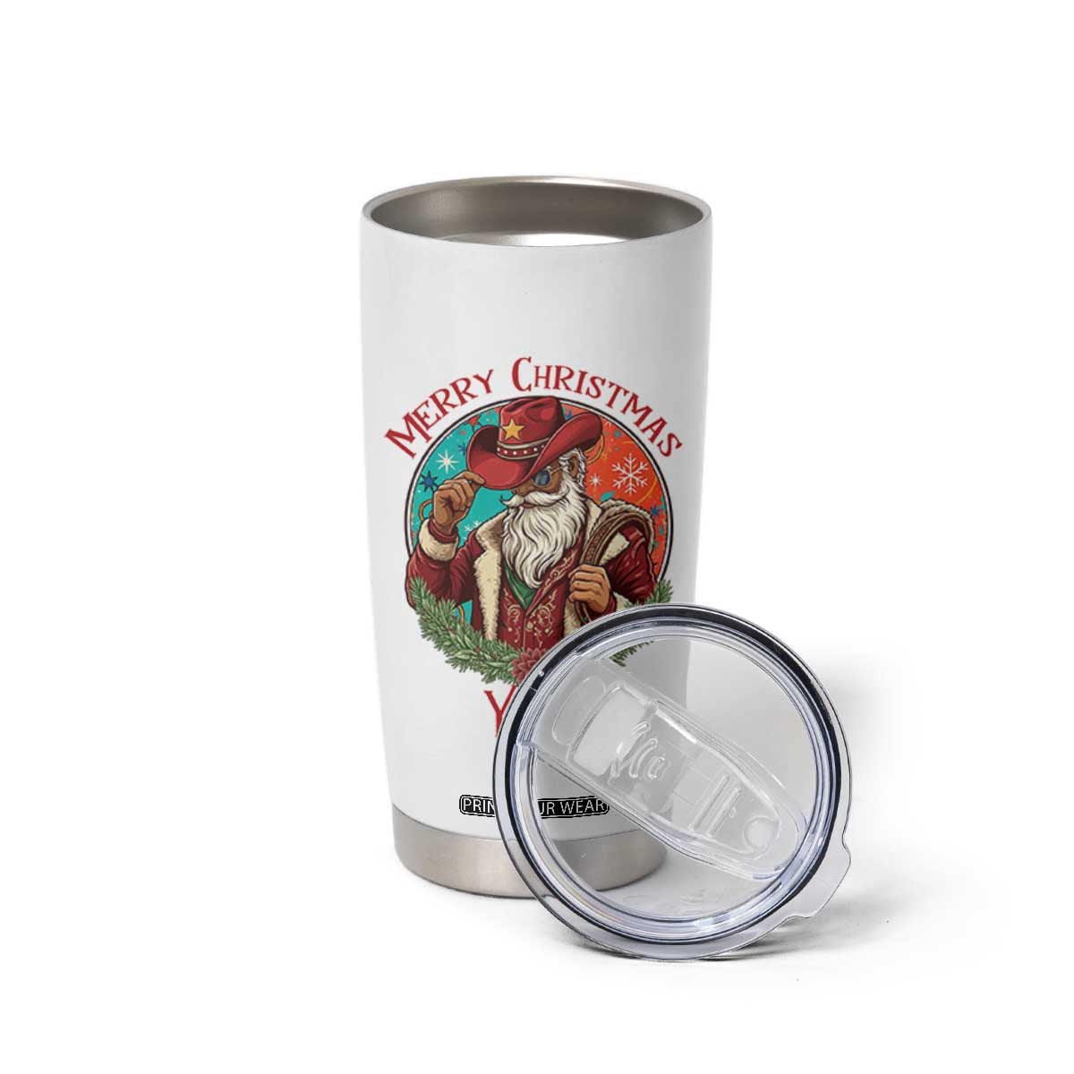 Howdy Santa Merry Christmas Y'all Tumbler Cup Funny Western Holiday Gift TS12 Print Your Wear