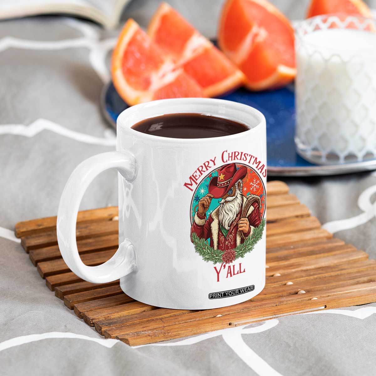 Howdy Santa Merry Christmas Y'all Coffee Mug Funny Western Holiday Gift TS12 Print Your Wear
