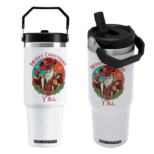 Howdy Santa Merry Christmas Y'all Flip Straw Tumbler Funny Western Holiday Gift TS12 One Size: 30 oz White Print Your Wear
