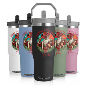 Howdy Santa Merry Christmas Y'all Flip Straw Tumbler Funny Western Holiday Gift TS12 Print Your Wear