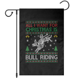 All I Want For Christmas Is Bull Riding Garden Flag Skeleton Cowboy Ugly Sweater Gift TS12 Black Print Your Wear
