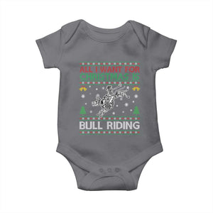 All I Want For Christmas Is Bull Riding Baby Onesie Skeleton Cowboy Ugly Sweater Gift TS12 Charcoal Print Your Wear