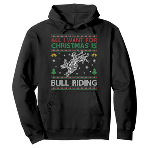 All I Want For Christmas Is Bull Riding Hoodie Skeleton Cowboy Ugly Sweater Gift TS12 Black Print Your Wear