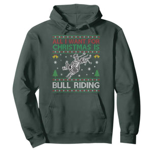 All I Want For Christmas Is Bull Riding Hoodie Skeleton Cowboy Ugly Sweater Gift TS12 Dark Forest Green Print Your Wear