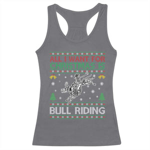 All I Want For Christmas Is Bull Riding Racerback Tank Top Skeleton Cowboy Ugly Sweater Gift TS12 Charcoal Print Your Wear