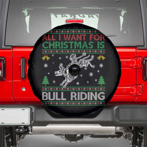 All I Want For Christmas Is Bull Riding Spare Tire Cover Skeleton Cowboy Ugly Sweater Gift TS12 Black Print Your Wear