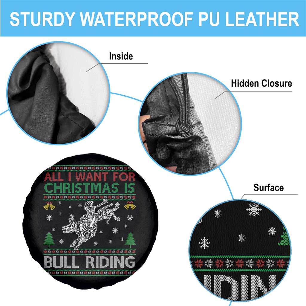 All I Want For Christmas Is Bull Riding Spare Tire Cover Skeleton Cowboy Ugly Sweater Gift TS12 Print Your Wear